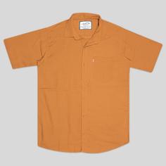 پیراهن کنفی تمام نخ تک جیب آستین کوتاه نارنجی 124069-8