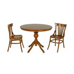 میز و صندلی ناهارخوری اسپرسان چوب ۲ نفره مدل لهستانی کدm03 - قهوه‌ای روشن براق