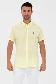 خرید اینترنتی پیراهن آستین کوتاه مردانه زرد برند u s polo assn 1570086 ا U.s.polo Assn Erkek Elfygl023y Kısa Kol Gömlek 1570086