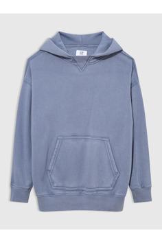 هودی مردانه آبی برند gap 690412 ا Genç Erkek Mavi Oversize Kapüşonlu Sweatshirt