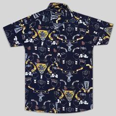 پیراهن هاوایی سورمه ای طرح عتیقه کد 124033-27