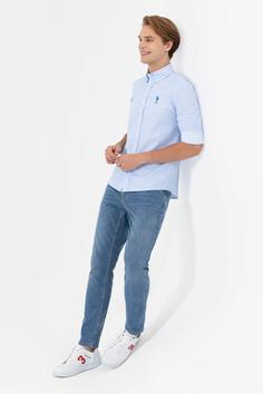 خرید اینترنتی پیراهن آستین بلند مردانه آبی برند u s polo assn G081SZ004.000.1377623 ا Mavi Erkek Gömlek