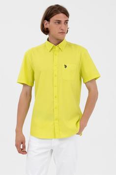 خرید اینترنتی پیراهن آستین کوتاه مردانه زرد برند u s polo assn 1570767 ا Erkek Goxy023y Kısa Kol Gömlek 1570767