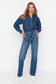شلوار جین زنانه آبی برند trendyolmilla ا Mavi Yüksek Bel Wide Leg Jeans TWOAW23JE00076