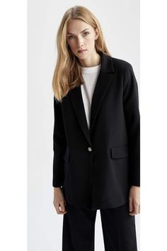 کت زنانه سیاه دفکتو ا Çift Yüzlü Blazer Ceket