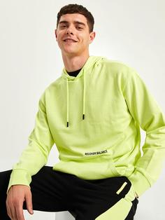 هودی مردانه سبز برند XSIDE ا Kapüşonlu Uzun Kollu Baskılı Erkek Sweatshirt