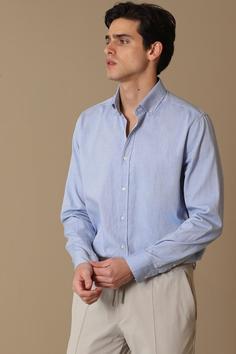 پیراهن آستین بلند مردانه آبی لوفیان