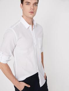 پیراهن آستین بلند مردانه سفید کوتون