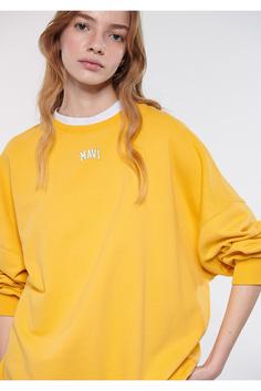 پلیور زنانه زرد ماوی ا Logo Baskılı Sarı Sweatshirt 1611602-71340