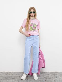 شلوار جین زنانه آبی برند XSIDE ا Straight Fit Cep Detaylı Geniş Paça Kadın Jean Pantolon