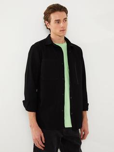 خرید اینترنتی پیراهن آستین بلند مردانه سیاه السی وایکیکی S3BF60Z8 ا Regular Fit Uzun Kollu Erkek Jean Gömlek