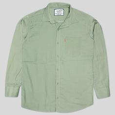 پیراهن کنفی تمام نخ تک جیب آستین بلند سبز 124070-1