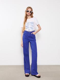 شلوار جین زنانه سرمه‌ای برند XSIDE ا Yüksek Bel Straight Fit Geniş Paça Kadın Jean Pantolon