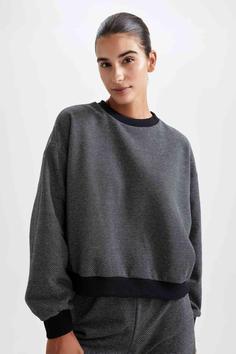 پلیور زنانه سیاه دفکتو ا Regular Fit Sweatshirt