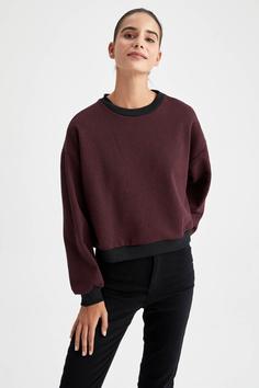 پلیور زنانه زرشکی دفکتو ا Regular Fit Sweatshirt