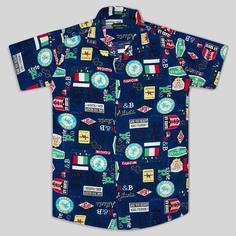 پیراهن هاوایی سورمه ای طرح ایتالیا کد 124033-26