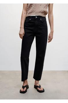 شلوار جین زنانه سیاه مانگو ا Düz Kesim Yüksek Bel Jean Pantolon