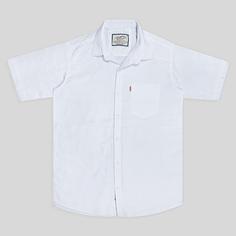 پیراهن کنفی تمام نخ تک جیب آستین کوتاه سفید 124069-7