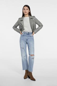 شلوار جین زنانه آبی استرادیواریوس ا Crop Straight Fit Jean