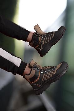 کفش ساق دار سه بعدی لاستیکی یونیسکس مشکی کرمی از ریکون Riccon (برند ترکیه)