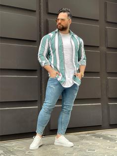 پیراهن راه راه مردانه پارچه نخی در 3 رنگ