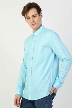 پیراهن آستین بلند مردانه آبی برند colin s CL1048576 ا Slim Fit Shirt Neck Erkek Mint Yeşili Uzun Kol Gömlek