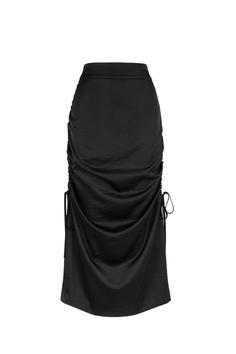 خرید اینترنتی دامن بلند زنانه سیاه برند ipekyol IS1230004051 ا Yüksek Bel Saten Midi Etek