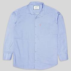 پیراهن کنفی تمام نخ تک جیب آستین بلند آبی روشن 124070-3