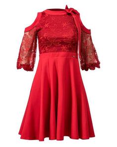 لباس مجلسي زنانه کوتاه آف شولدر قرمز ويچي