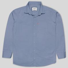 پیراهن کتان تک جیب آستین بلند مردانه آبی طوسی 124071-7