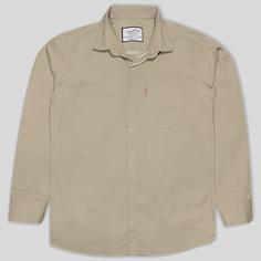 پیراهن کتان تک جیب آستین بلند مردانه کرمی 124071-5