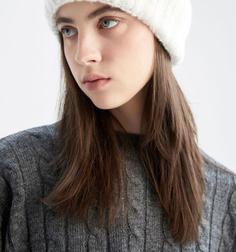 خرید اینترنتی کلاه زمستانی زنانه سفید دفکتو Y1090AZ22WN ا Kadın Basic Triko Bere