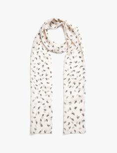 خرید اینترنتی شال گردن زنانه سفید کوتون 2SAK50092AA ا Floral Desenli Şal