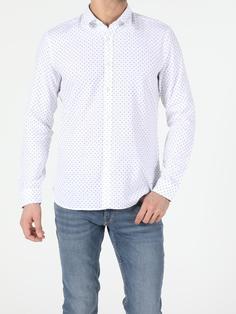 پیراهن آستین بلند سفید مردانه کولینز کد:CL1052355