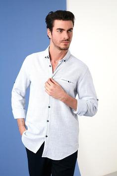خرید اینترنتی پیراهن آستین بلند مردانه آبی برند Buratti S000000741 ا % 100 Pamuklu Slim Fit Uzun Kollu Gömlek CF21S111498