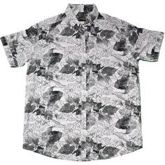 پیراهن آستین کوتاه طرح هاوایی مدل برگ سفید و سیاه