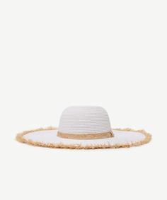 خرید اینترنتی کلاه زنانه سفید یارگیجی 23YKSP6021 ا Püskül Detaylı Hasır Şapka