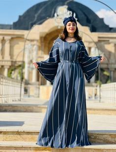 مانتو بلند مجلسی مدل کلوش سایز بزرگ با شال و کمربند در دو رنگ کپی ا Abayat