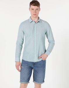 پیراهن آستین بلند فیروزه ای مردانه کولینز کد:CL1041771