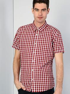 پیراهن آستین کوتاه قرمز مردانه کولینز کد:CL1043031