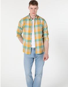 پیراهن آستین بلند فیروزه ای مردانه کولینز کد:CL1059565