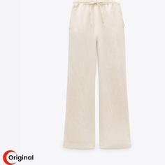شلوار اورجینال زنانه زارا Zara Straight Trousers With Drawstring