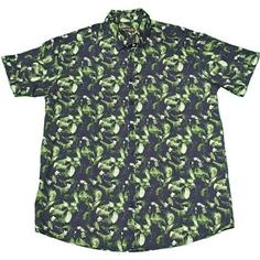 پیراهن آستین کوتاه طرح هاوایی مدل برگ سبز