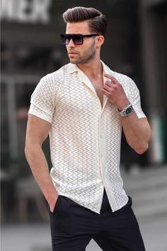 پیراهن طرح‎دار آستین کوتاه سفید برند Madmext کد 1685012448