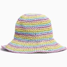 خرید اینترنتی کلاه زنانه رنگارنگ برشکا 03920702 ا Çizgili Hasır Balıkçı Şapka
