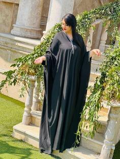مانتو پانچ بلند جدید ، عبای عربی رنگ مشکی، جنس ساتن سیلک فری سایز ا Abayat