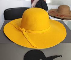 کلاه زنانه مدل شهرزادی لبه بلند BK016 - زرد