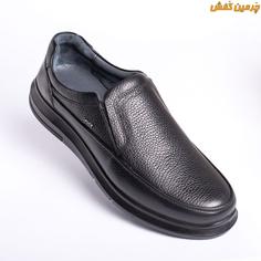 کفش چرم مردانه رسمی و مجلسی فرزین مدل ویبرام بدون بند کد 7512 ا Farzin men's leather shoes Vibram model without laces