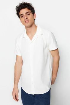 پیراهن متناسب یقه تابستانی سفید مردانه برند TRENDYOL MAN کد 1687607527