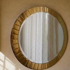 آینه دایره استیل رنگ طلایی